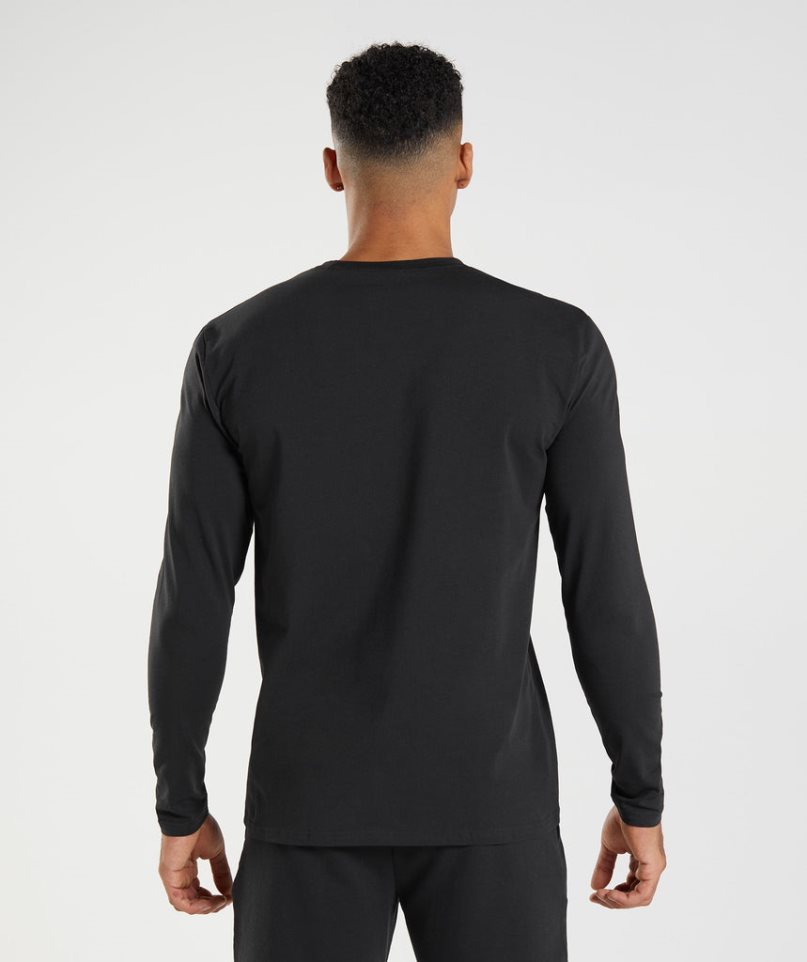 Men's Gymshark Block Long Sleeve T-Shirts Black | CA 63N7D8